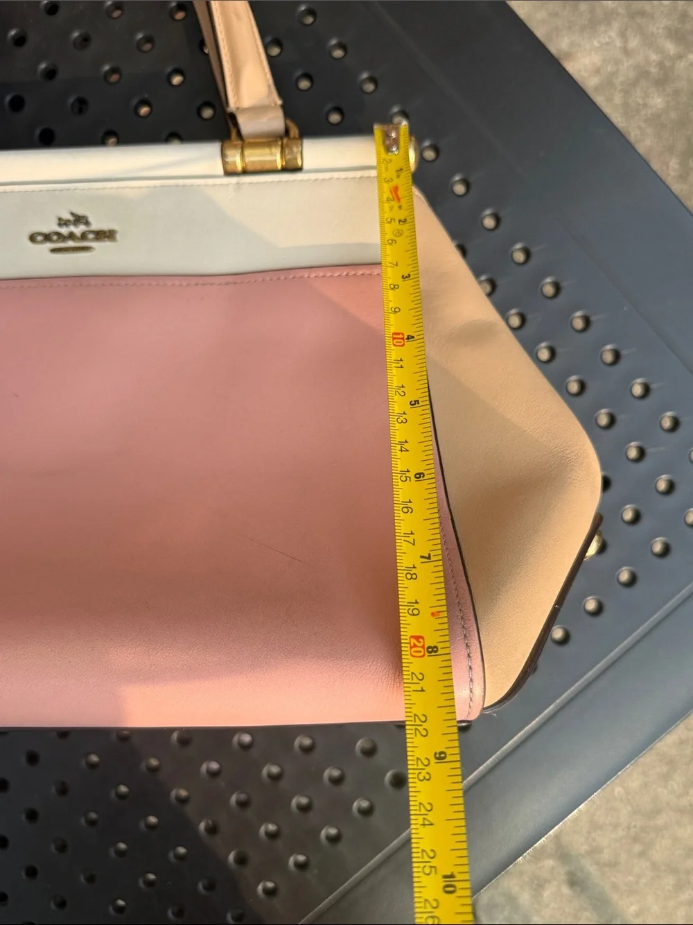 Coach Grace 26831 Colorblock Leather Satchel Beechwood Pink Ivory
